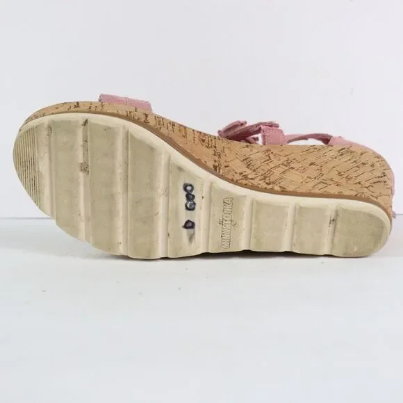 Minnetonka Lincoln Pink Wedge Suede Sandals 9 - Picture 9 of 9